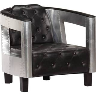 👉 Fauteuil zwart leer leder Vidaxl Luchtvaartstijl Echt 8719883556734