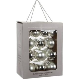 👉 Kerstbal zilveren glans zilver glas zilverkleurig 26x Glazen Kerstballen 7 Cm - Glans/mat Kerstboomversiering 8719538958104