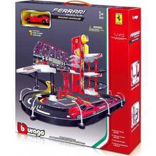 👉 Rood kunststof Bburago Race & Play Garageset Met Ferrari F12 1:43 8719247416810