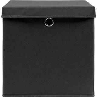 👉 Opbergbox zwart stof VidaXL Opbergboxen met deksel 4 st 32x32x32 cm 8719883891026