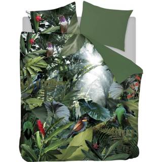 👉 Dekbedovertrek groen flanel Snoozing Tropical Birds - Lits-jumeaux (260x200/220 Cm + 2 Slopen) 8719151086086