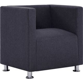 Fauteuil grijs stof polyester Vidaxl Kubus Donkergrijs 8719883588285