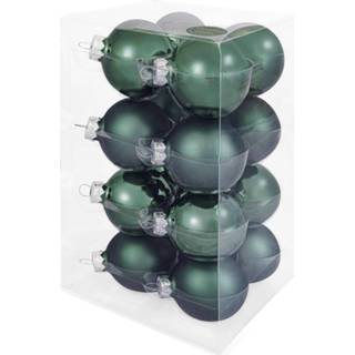 👉 Kerstbal glas groen Decosy Kerstballen (8cm) Box 16 Stuks Greenlake 8719323089433