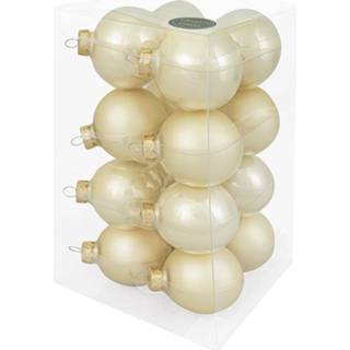👉 Kerstbal glas beige Decosy Kerstballen (8cm) Box 16 Stuks Champagne Combi 8719323089457