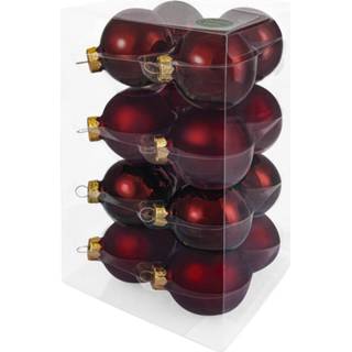 👉 Kerstbal rood glas Decosy Kerstballen (8cm) Box 16 Stuks Dark Red Combi 8719323089471