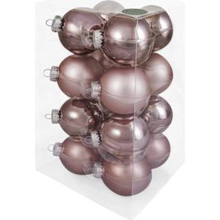 👉 Kerstbal glas rose roze Decosy Kerstballen (8cm) Box 16 Stuks Smokey 8719323089396