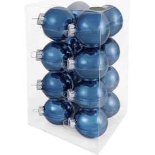 👉 Kerstbal glas blauw Decosy Kerstballen (8cm) Box 16 Stuks Petrol 8719323089426