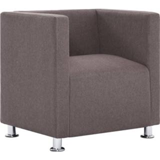 👉 Fauteuil stof polyester bruin Vidaxl Kubus Taupe 8719883588360