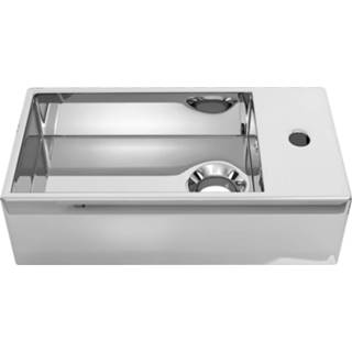 👉 Wastafel zilverkleurig keramiek Vidaxl Met Overloop 49x25x15 Cm 8718475719656