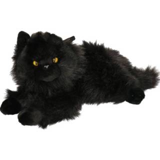 👉 Knuffel zwarte pluche zwart kinderen Perzische Kat/poes 17 Cm - Katten/poezen Huisdieren Knuffels Speelgoed Voor 8720147450033