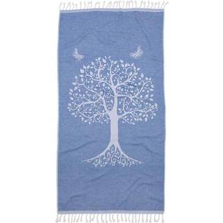 👉 Katoen blauw Seahorse Hamamdoek Life Tree - Waterblue 8719002109803