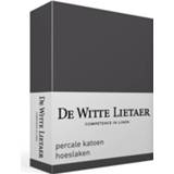 👉 Katoenen hoeslaken witte grijs katoen Percal De Lietaer Percale - 100% Lits-jumeaux (180x200 Cm) Dark Grey 5410156529617