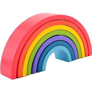 👉 Houten blok hout multikleur Jouéco Regenboog Blokken 7-delig 8711866800810