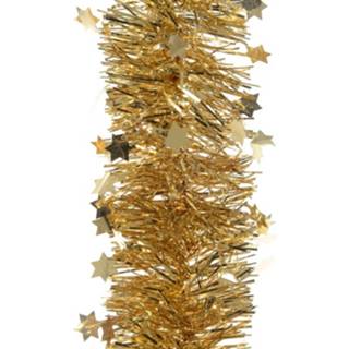 👉 Folie gouden kunststof goudkleurig 5x Kerstslingers Sterren Goud 10 X 270 Cm - Guirlande Lametta Kerstboom Versieringen 8720147417128