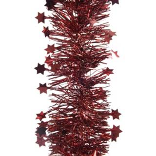 👉 Folie rode kunststof rood 5x Kerstslingers Sterren Donkerrood 10 X 270 Cm - Guirlande Lametta Donkerrode Kerstboom Versieringen 8720147416398