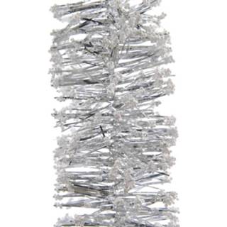 👉 Kerstversiering zilveren kunststof zilverkleurig 5x Folie Slingers Met Sneeuw 200 Cm - Kerstslinger 8720147430776