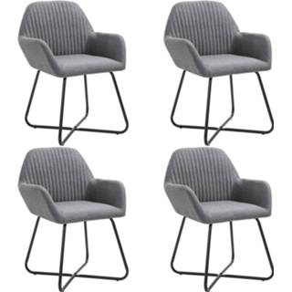 👉 Eetkamerstoel grijs stof Vidaxl Eetkamerstoelen 4 St Donkergrijs 8719883695563