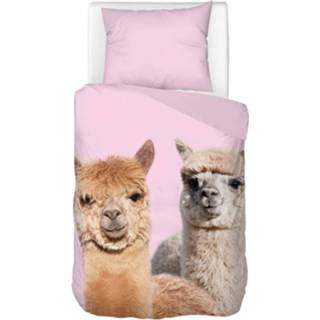 👉 Dekbedovertrek katoen multikleur Snoozing Alpacas - 1-persoons (140x200/220 Cm + 1 Sloop) Multi 8719151086895