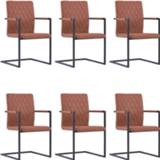 👉 Eetkamerstoel bruin kunstleer kunstleder Vidaxl Eetkamerstoelen 6 St 8719883737218