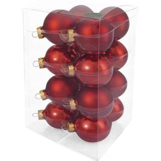 👉 Kerstbal rood glas Decosy Kerstballen (8cm) Box 16 Stuks Red Combi 8719323089488