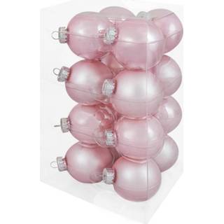 👉 Kerstbal roze glas Decosy Kerstballen (8cm) Box 16 Stuks Powder Pink Combi 8719323089402