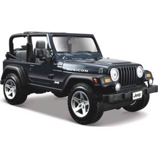 👉 Modelauto metaal blauw Jeep Wrangler Rubicon Cabrio 14,5 Cm 1:24 - Speelgoed Auto Schaalmodel 8720147448610