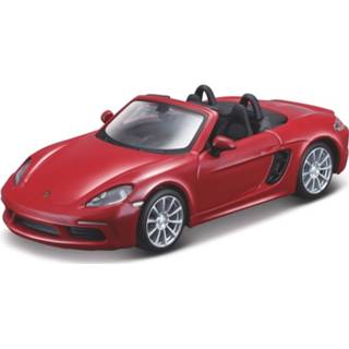 👉 Modelauto rood metaal Porsche 718 Boxster Cabriolet 1:32 - Speelgoed Auto Schaalmodel 8720147451610