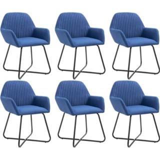 👉 Eetkamerstoel blauw stof Vidaxl Eetkamerstoelen 6 St 8719883695631