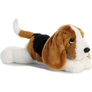 👉 Hondenknuffel bruin witte pluche multikleur kinderen Bruin/witte Basset Hound Honden Knuffel 30 Cm - Honden/ Jachthonden Huisdieren Knuffels Speelgoed Voor 8720147389579