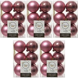 👉 Kerstbal roze kunststof glans plastic 60x Oud Kerstballen 6 Cm - Mat/glans Onbreekbare Kerstboomversiering 8720147524598