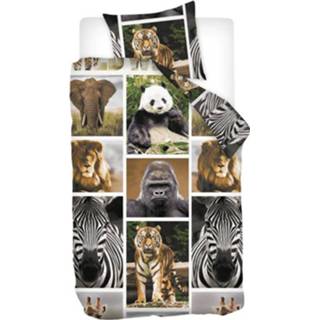 👉 Dekbedovertrek katoen flanel multikleur peuters Snoozing Wildlife - / Peuter (120x150 Cm + 1 Sloop) Multi 8719151088547