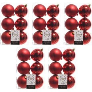 👉 Kerstbal rode rood kunststof glans plastic 30x Kerst Kerstballen 8 Cm - Mat/glans Onbreekbare Kerstboomversiering 8720147527711