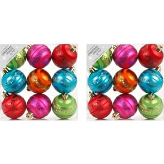 👉 Kerstbal kunststof multikleur 18x Gekleurde Mix Kerstballen Pakket 6 Cm - Kerstboomversiering Gekleurd 8720147582970