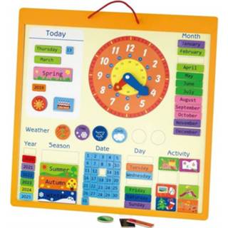 👉 Kalender multicolor hout multikleur Viga Toys Magnetische Engels 45 Cm 6934510503772