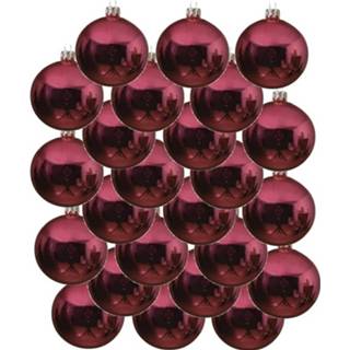 👉 Kerstbal rode rood glans glas 24x Kerst Glazen Kerstballen 6 Cm - Glans/glanzende Kerstboomversiering 8720147542912