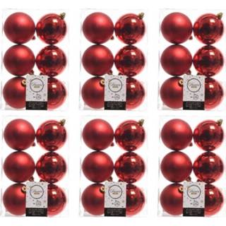 👉 Kerstbal rode rood kunststof glans plastic 36x Kerst Kerstballen 8 Cm - Mat/glans Onbreekbare Kerstboomversiering 8720147643237