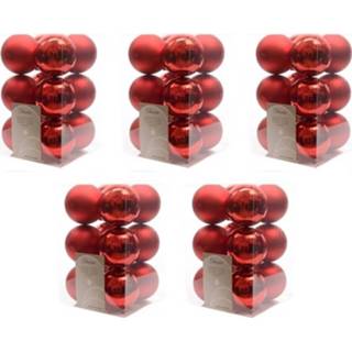 👉 Kerstbal rode rood kunststof glans plastic 60x Kerst Kerstballen 6 Cm - Mat/glans Onbreekbare Kerstboomversiering 8720147643220