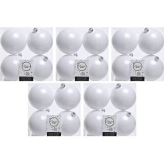 👉 Kerstbal witte wit kunststof plastic 20x Winter Kerstballen 10 Cm - Mat Onbreekbare Kerstboomversiering 8720147525717