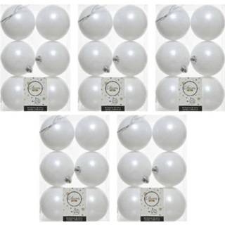 👉 Kerstbal witte wit kunststof plastic 30x Winter Kerstballen 8 Cm - Mat Onbreekbare Kerstboomversiering 8720147520910