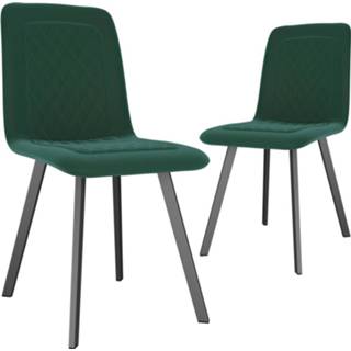 👉 Eetkamerstoel groen fluweel stof Vidaxl Eetkamerstoelen 2 St 8719883734095