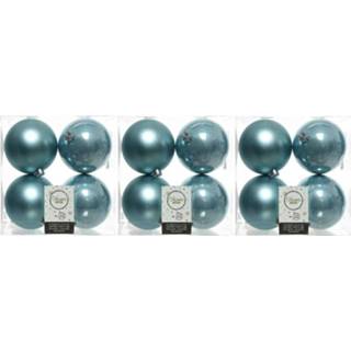 👉 Kerstbal kunststof glans plastic blauw 12x Ijsblauwe Kerstballen 10 Cm - Mat/glans Onbreekbare Kerstboomversiering Ijsblauw 8720147501612