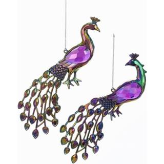 👉 Figuurtje acryl kunststof multikleur 2x Kersthangers Figuurtjes Pauw 12,5 Cm - Kerstboomversieringen 8720147510690