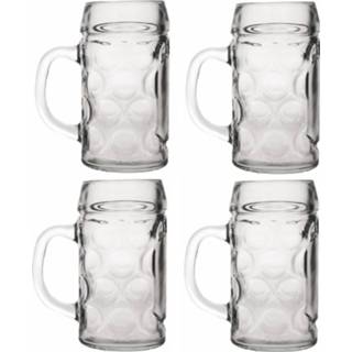 👉 Bierpul glas transparant Oktoberfest 4x Bierpullen/bierglazen Van 1 Liter Bierglazen - Bierfeest Bierglas 8720147446586