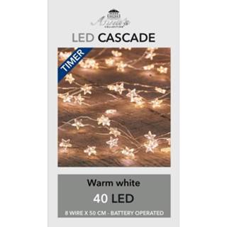 👉 Kerstverlichting wit kunststof 3x Cascadelichtjes Met Timer 40 Lampjes Sterretjes Warm - Voor Binnen Gebruik 8720147642360