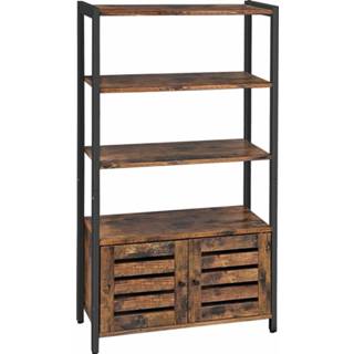 👉 Opbergkast hout Met Deuren Boekenkast 3 Planken 2 Ventilatiedeuren Industrieel 70x30x121,5cm 8718657957494
