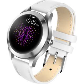 👉 Smartwatch leer wit vrouwen Luxe Voor - Android En Ios Met Bluetooth Witten Leren Band 8719748331223