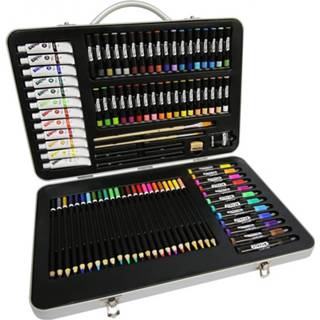 👉 Aluminium zilverkleurig Mont Marte 90-delige Mixed Media Set - Teken En Schilder 7436939151156