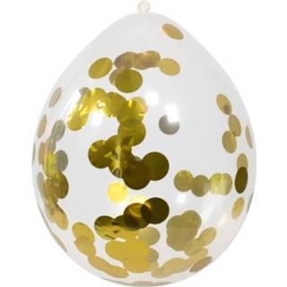 👉 Transparante gouden transparant 16x Ballon Confetti 30 Cm - Feestballonnen 8720147517200