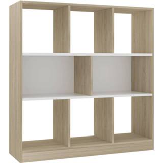 👉 Boekenkast wit steigerhout multikleur Vidaxl 97,5x29,5x100 Cm Spaanplaat En Sonomakleur 8719883673370