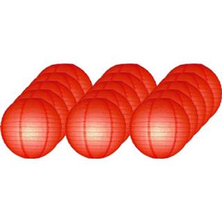 👉 Lampion rood papier 15x Luxe Bol Lampionnen 25 Cm - Feestversiering/decoratie 8720147664799